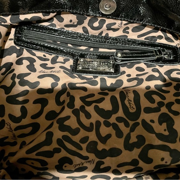 Nine West Black Sequin Purse, leopard print lining - Picture 11 of 11